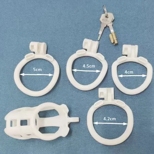 White Male Chastity Device with Adjustable 4 Rings - Product Gallery View 3 | act wellness