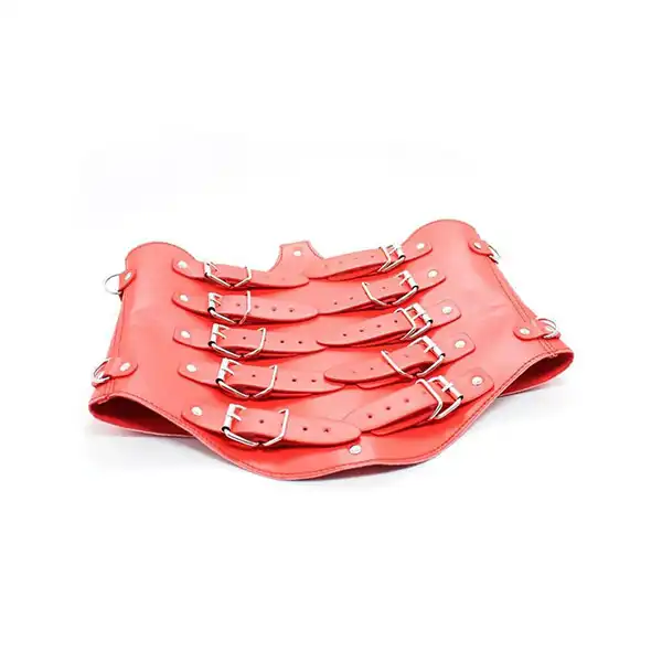 Women's Zipper Down Leather Waist Belt with Attached Collar and Arm Restraints Bondage - Product Gallery View 5 | act wellness