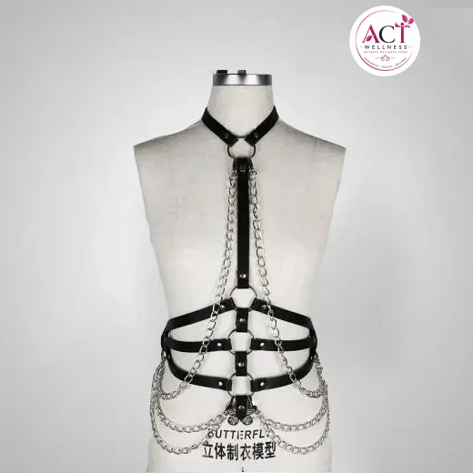 Women Sexy Leather Body Harness Bondage Chain Waist Belt Strap Corset Bustier - Buy Online in India | act wellness - view 1