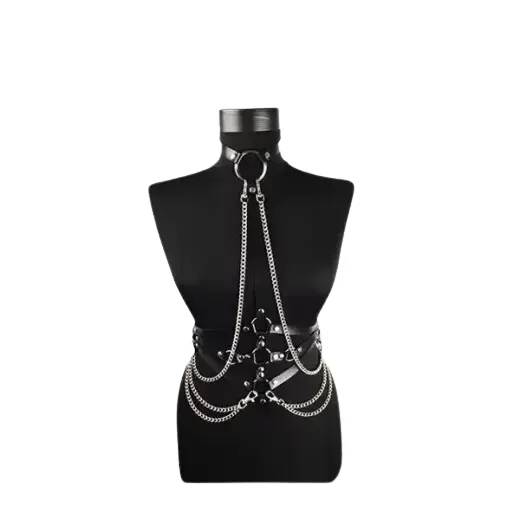 Women Sexy Leather Body Harness Bondage Chain Waist Belt Strap Corset Bustier - Product Gallery View 4 | act wellness